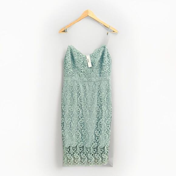 *New J.CREW Guipure Green Lace Spaghetti Strap Dress Women's Sz 4 Wedding Formal - Picture 1 of 13